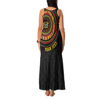 Personalised Ghana Family Matching Tank Maxi Dress and Hawaiian Shirt African Tribal Mix Kente Patterns