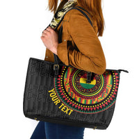 Personalised Ghana Leather Tote Bag African Tribal Mix Kente Patterns