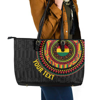 Personalised Ghana Leather Tote Bag African Tribal Mix Kente Patterns