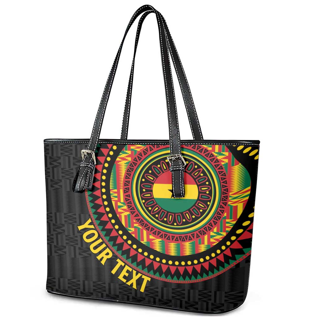 Personalised Ghana Leather Tote Bag African Tribal Mix Kente Patterns