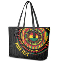 Personalised Ghana Leather Tote Bag African Tribal Mix Kente Patterns