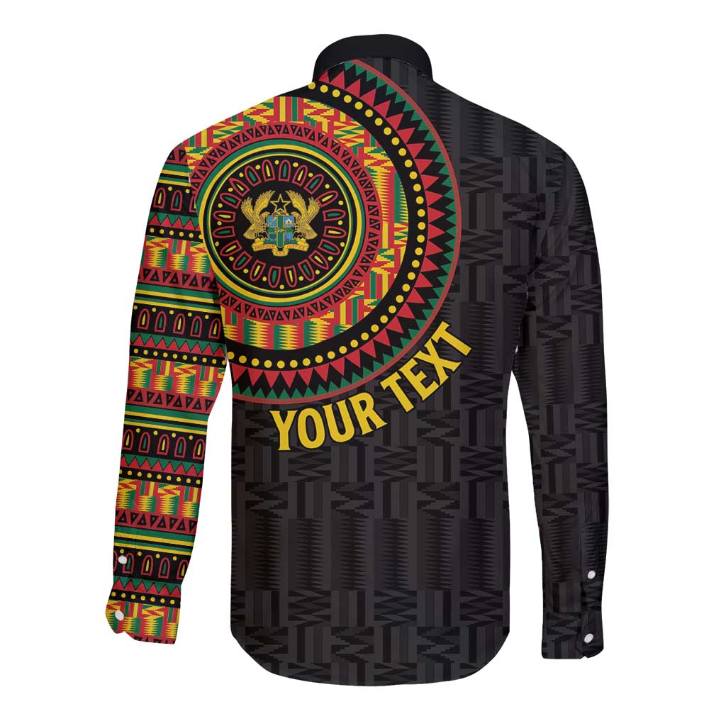 Personalised Ghana Long Sleeve Button Shirt African Tribal Mix Kente Patterns