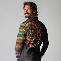Personalised Ghana Long Sleeve Polo Shirt African Tribal Mix Kente Patterns