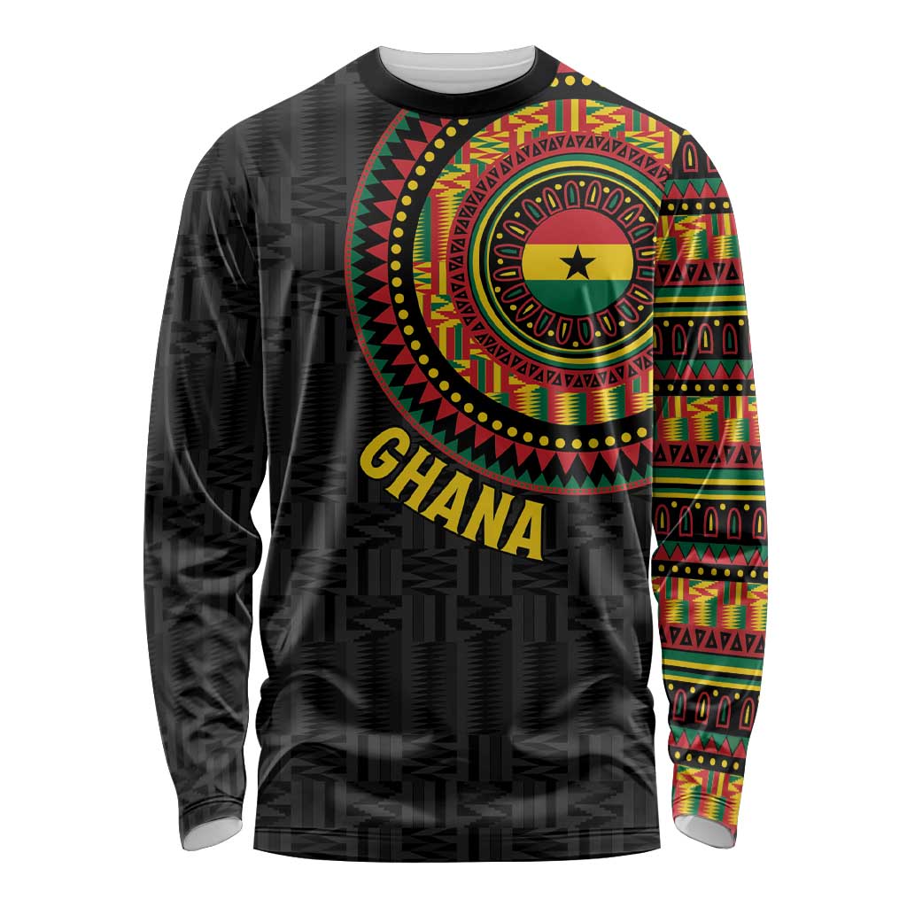Personalised Ghana Long Sleeve Shirt African Tribal Mix Kente Patterns