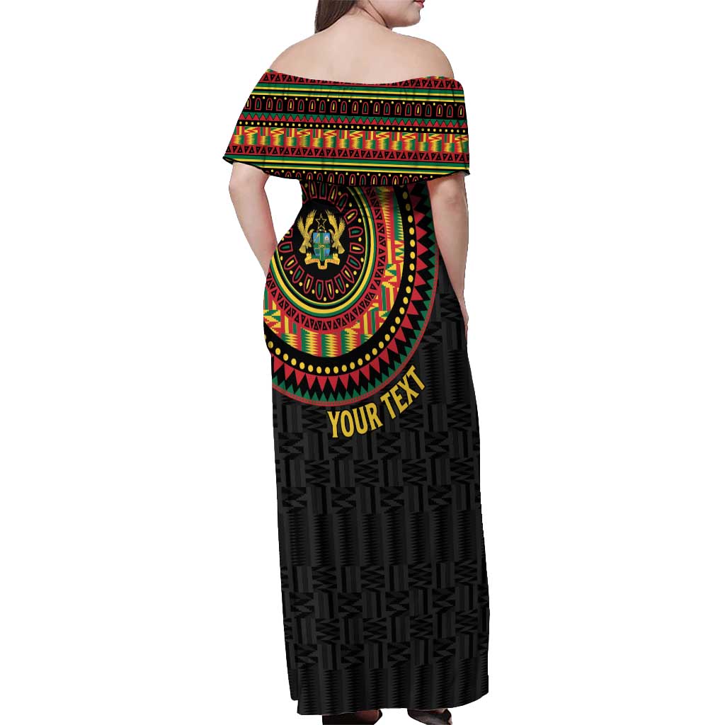 Personalised Ghana Off Shoulder Maxi Dress African Tribal Mix Kente Patterns