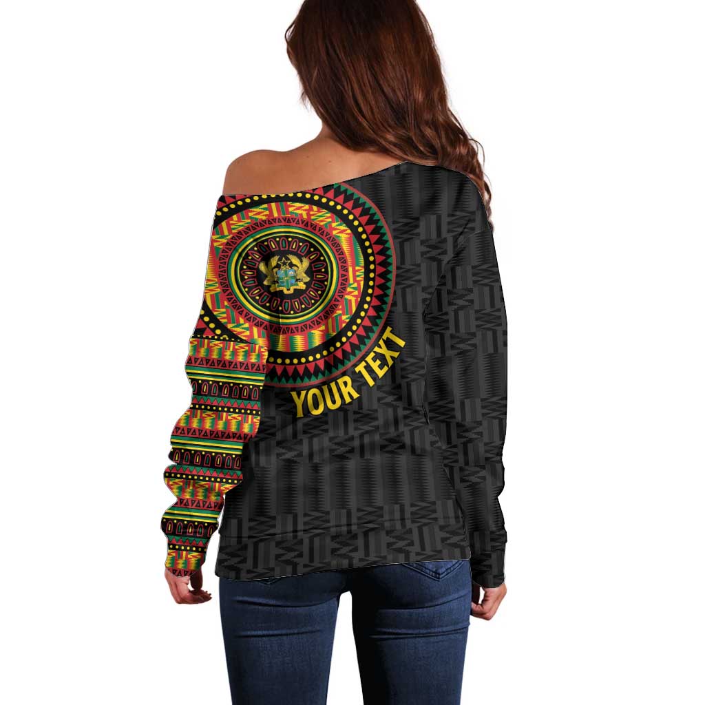 Personalised Ghana Off Shoulder Sweater African Tribal Mix Kente Patterns
