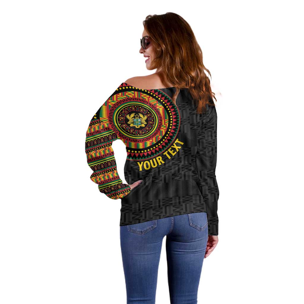 Personalised Ghana Off Shoulder Sweater African Tribal Mix Kente Patterns