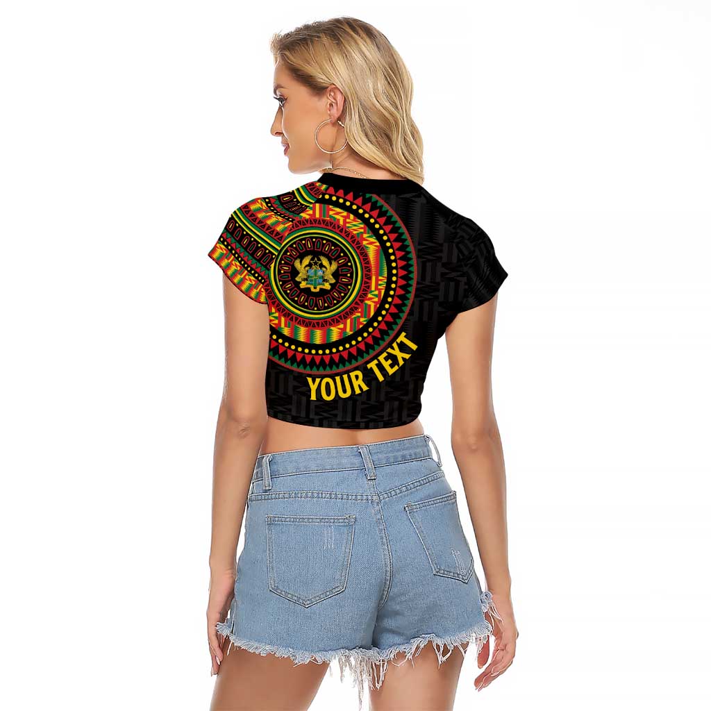 Personalised Ghana Raglan Cropped T Shirt African Tribal Mix Kente Patterns