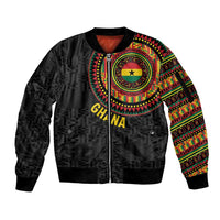 Personalised Ghana Sleeve Zip Bomber Jacket African Tribal Mix Kente Patterns