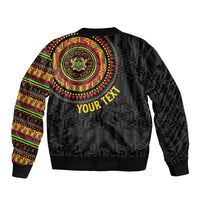 Personalised Ghana Sleeve Zip Bomber Jacket African Tribal Mix Kente Patterns