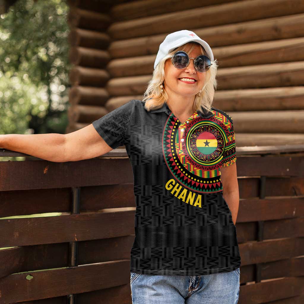 Personalised Ghana Women Polo Shirt African Tribal Mix Kente Patterns