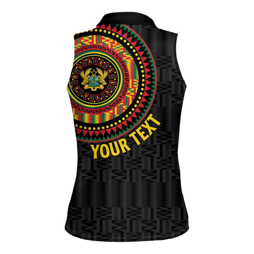 Personalised Ghana Women Sleeveless Polo Shirt African Tribal Mix Kente Patterns