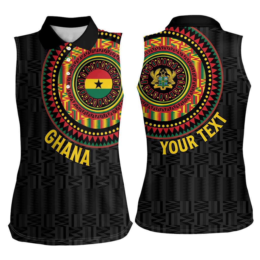 Personalised Ghana Women Sleeveless Polo Shirt African Tribal Mix Kente Patterns