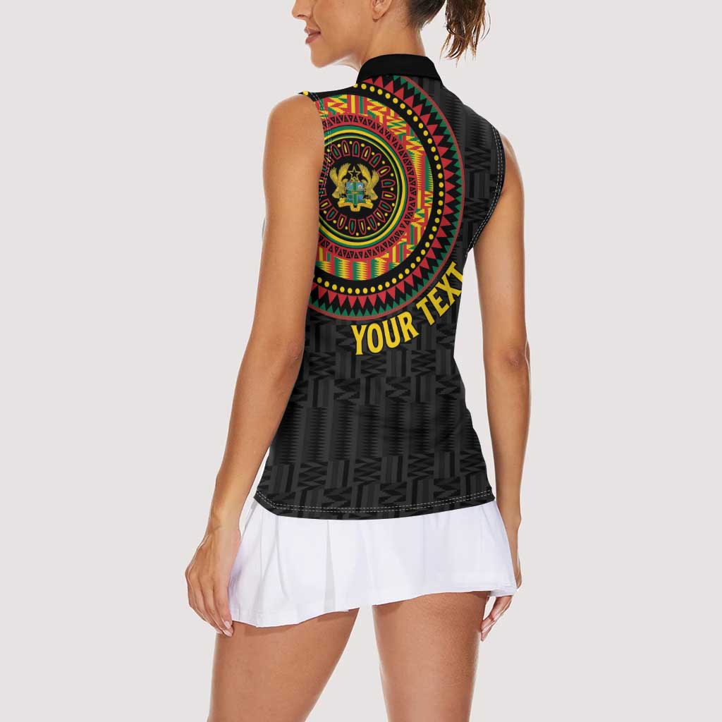 Personalised Ghana Women Sleeveless Polo Shirt African Tribal Mix Kente Patterns
