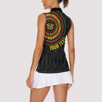 Personalised Ghana Women Sleeveless Polo Shirt African Tribal Mix Kente Patterns