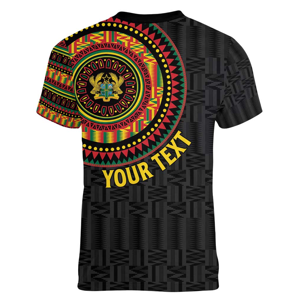 Personalised Ghana Women V-Neck T-Shirt African Tribal Mix Kente Patterns