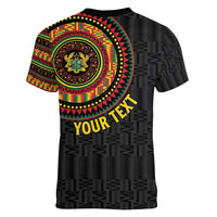 Personalised Ghana Women V-Neck T-Shirt African Tribal Mix Kente Patterns