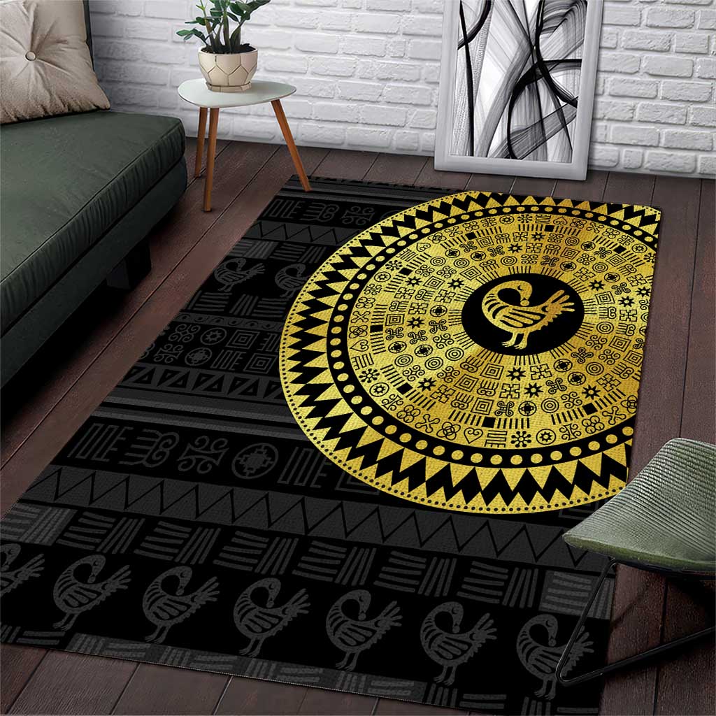 Sankofa Bird Area Rug Adinkra Symbols - Gold Version