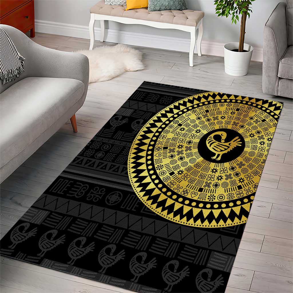 Sankofa Bird Area Rug Adinkra Symbols - Gold Version