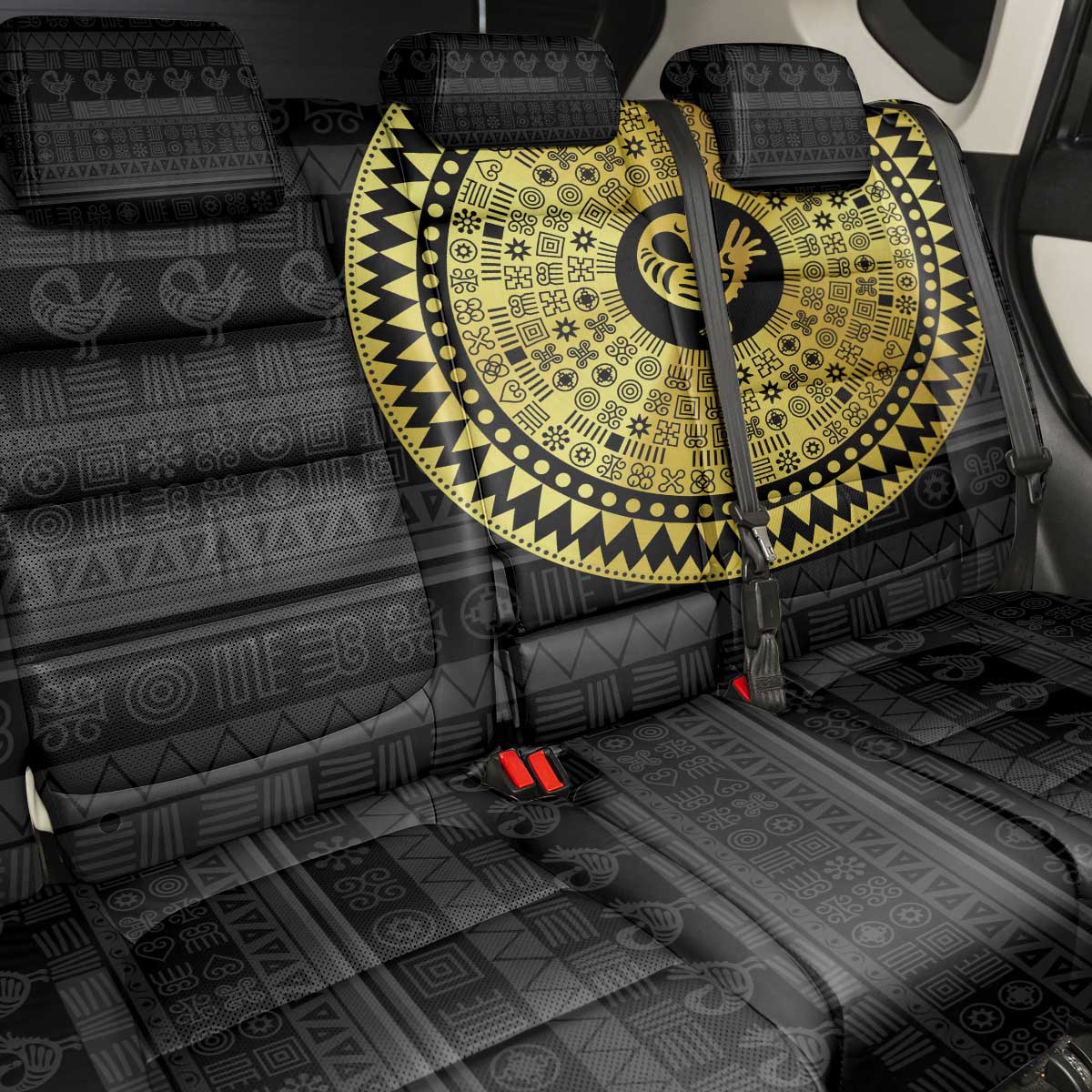Sankofa Bird Back Car Seat Cover Adinkra Symbols - Gold Version