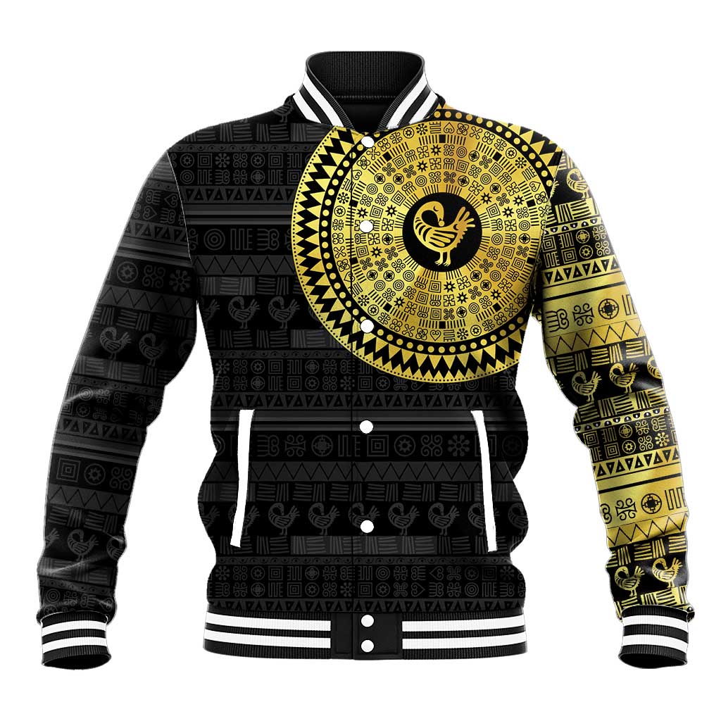 Sankofa Bird Baseball Jacket Adinkra Symbols - Gold Version