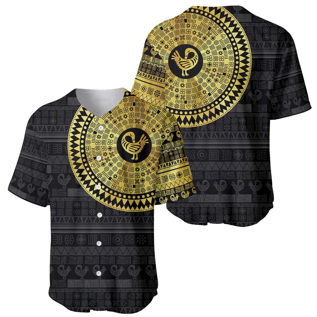 Sankofa Bird Baseball Jersey Adinkra Symbols - Gold Version