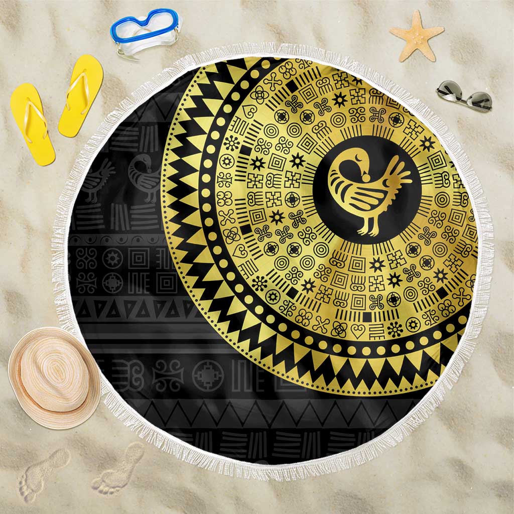 Sankofa Bird Beach Blanket Adinkra Symbols - Gold Version