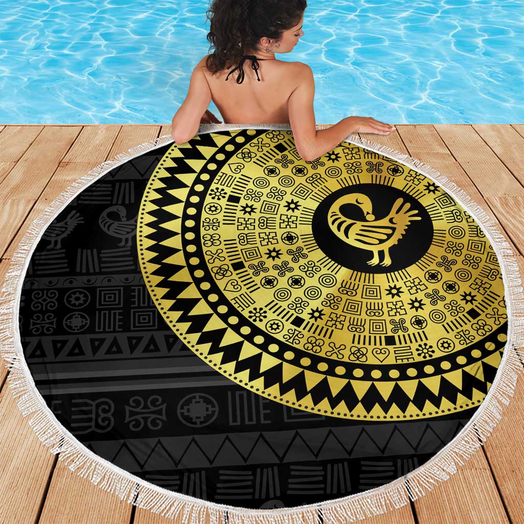 Sankofa Bird Beach Blanket Adinkra Symbols - Gold Version