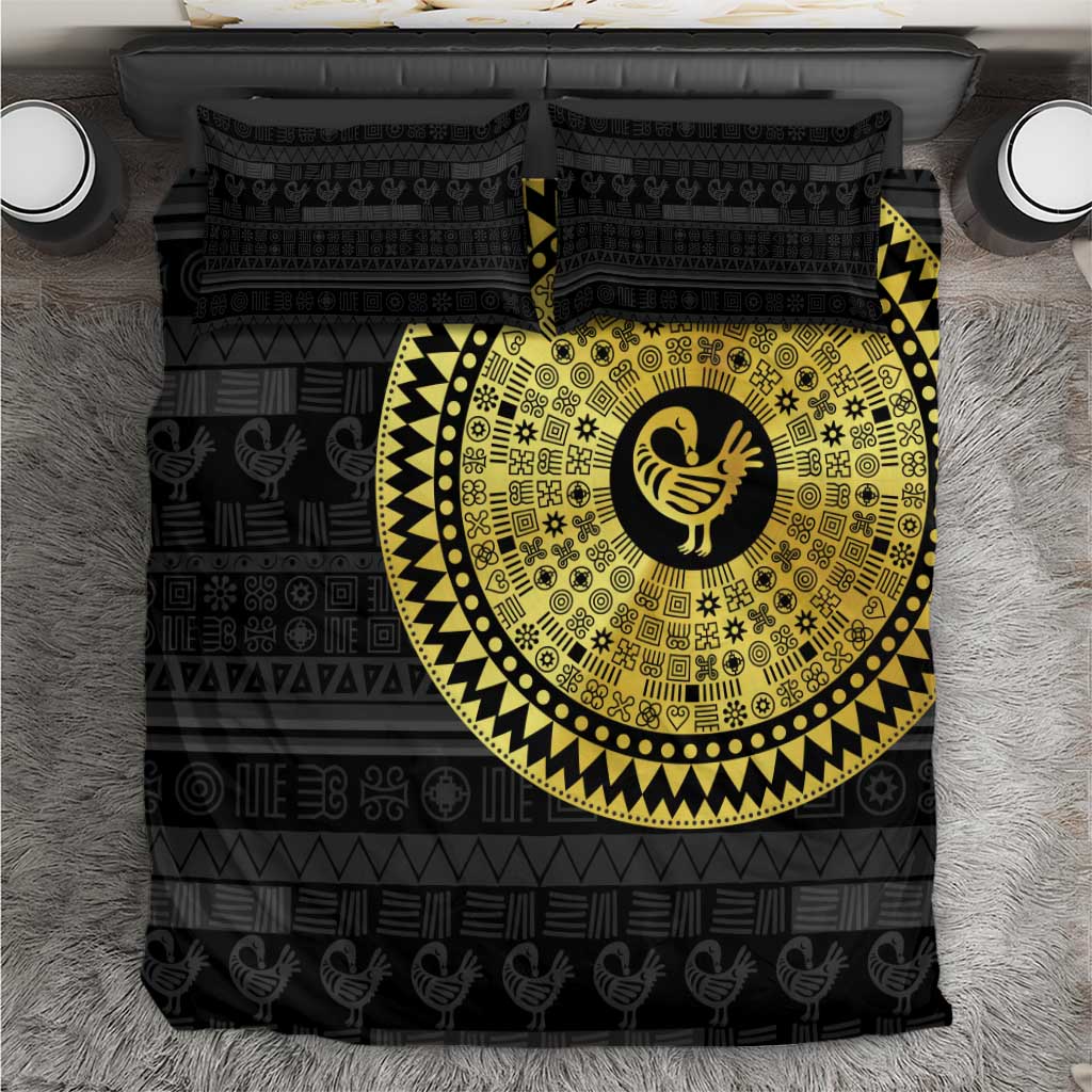Sankofa Bird Bedding Set Adinkra Symbols - Gold Version