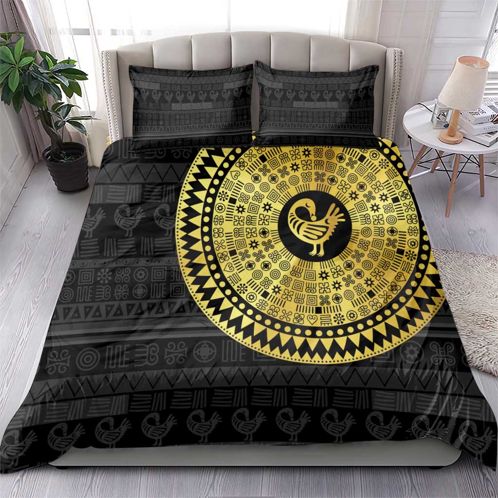 Sankofa Bird Bedding Set Adinkra Symbols - Gold Version