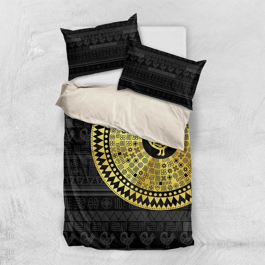 Sankofa Bird Bedding Set Adinkra Symbols - Gold Version