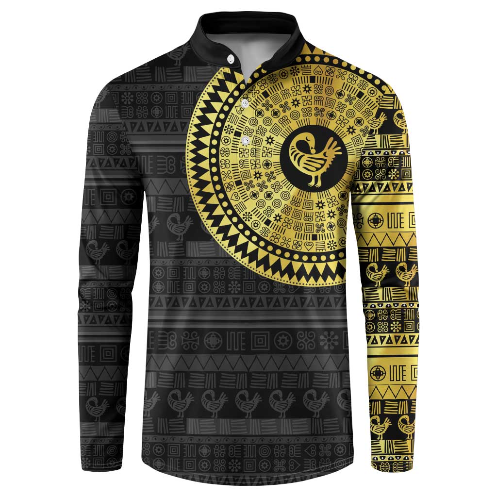 Sankofa Bird Button Sweatshirt Adinkra Symbols - Gold Version
