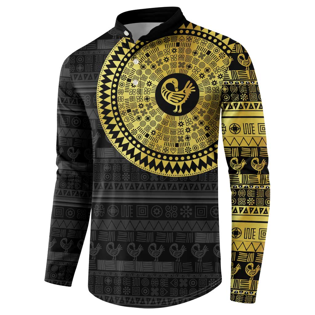 Sankofa Bird Button Sweatshirt Adinkra Symbols - Gold Version