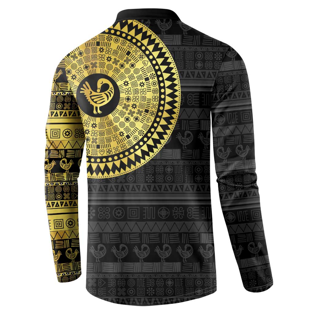 Sankofa Bird Button Sweatshirt Adinkra Symbols - Gold Version