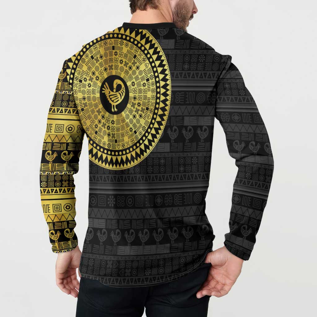 Sankofa Bird Button Sweatshirt Adinkra Symbols - Gold Version