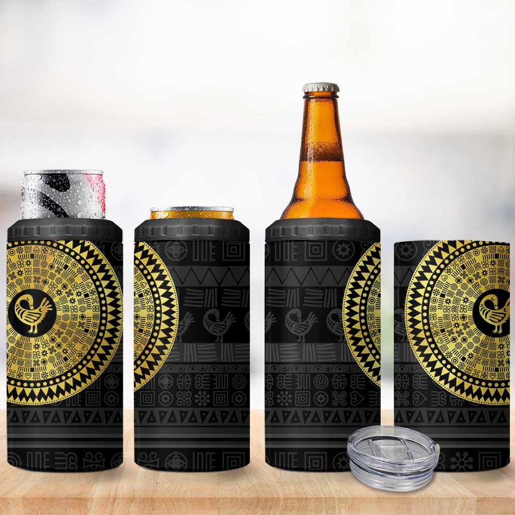 Sankofa Bird 4 in 1 Can Cooler Tumbler Adinkra Symbols - Gold Version