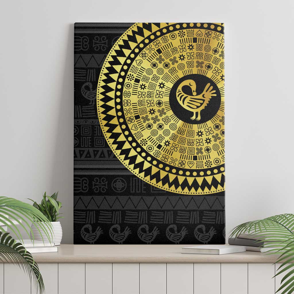 Sankofa Bird Canvas Wall Art Adinkra Symbols - Gold Version