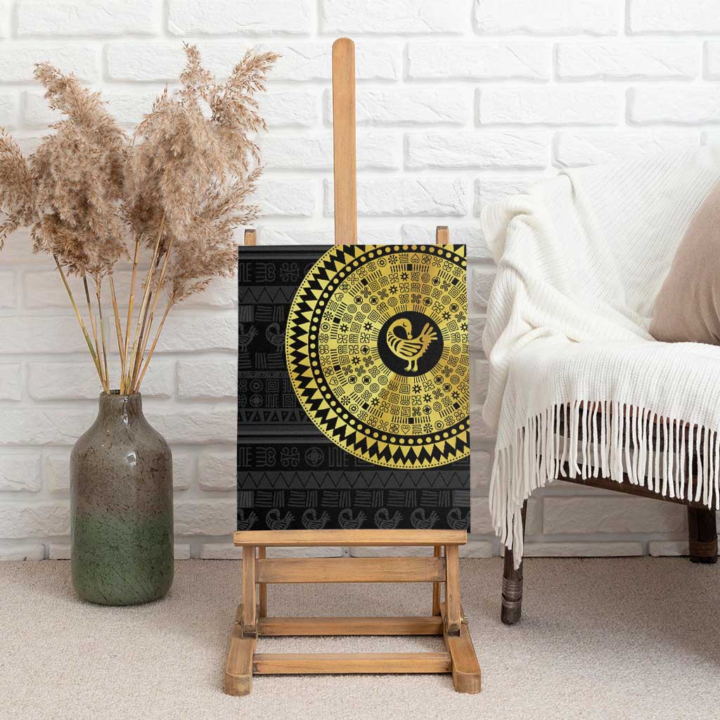 Sankofa Bird Canvas Wall Art Adinkra Symbols - Gold Version