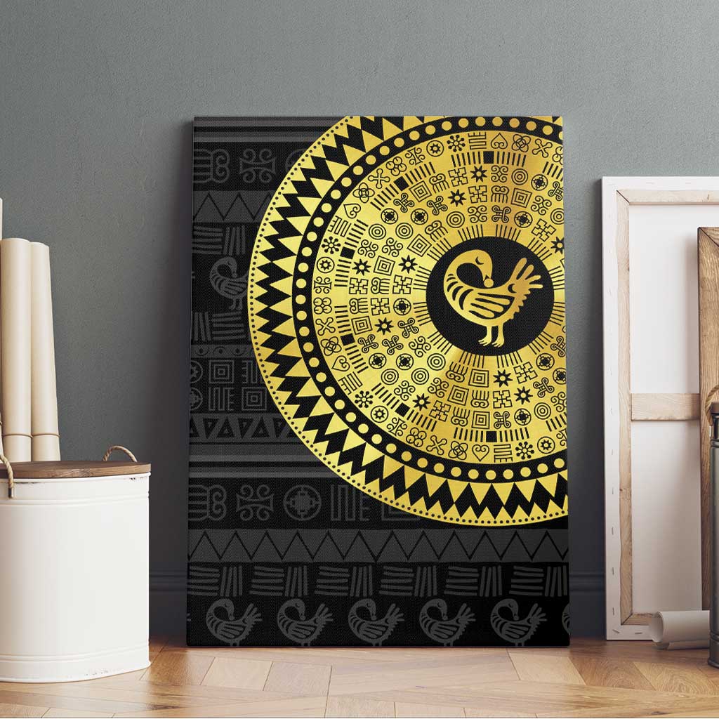 Sankofa Bird Canvas Wall Art Adinkra Symbols - Gold Version