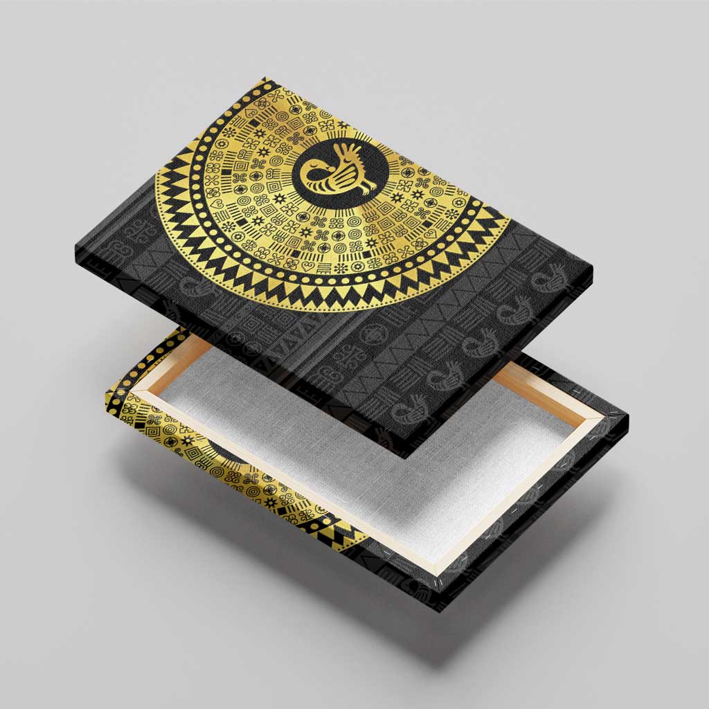 Sankofa Bird Canvas Wall Art Adinkra Symbols - Gold Version