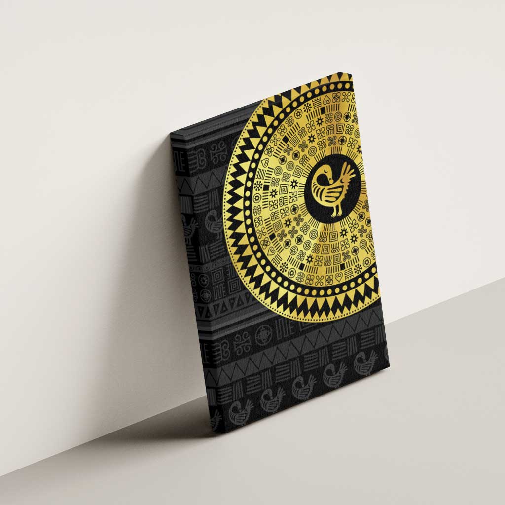 Sankofa Bird Canvas Wall Art Adinkra Symbols - Gold Version