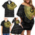 Sankofa Bird Family Matching Off Shoulder Short Dress and Hawaiian Shirt Adinkra Symbols - Gold Version