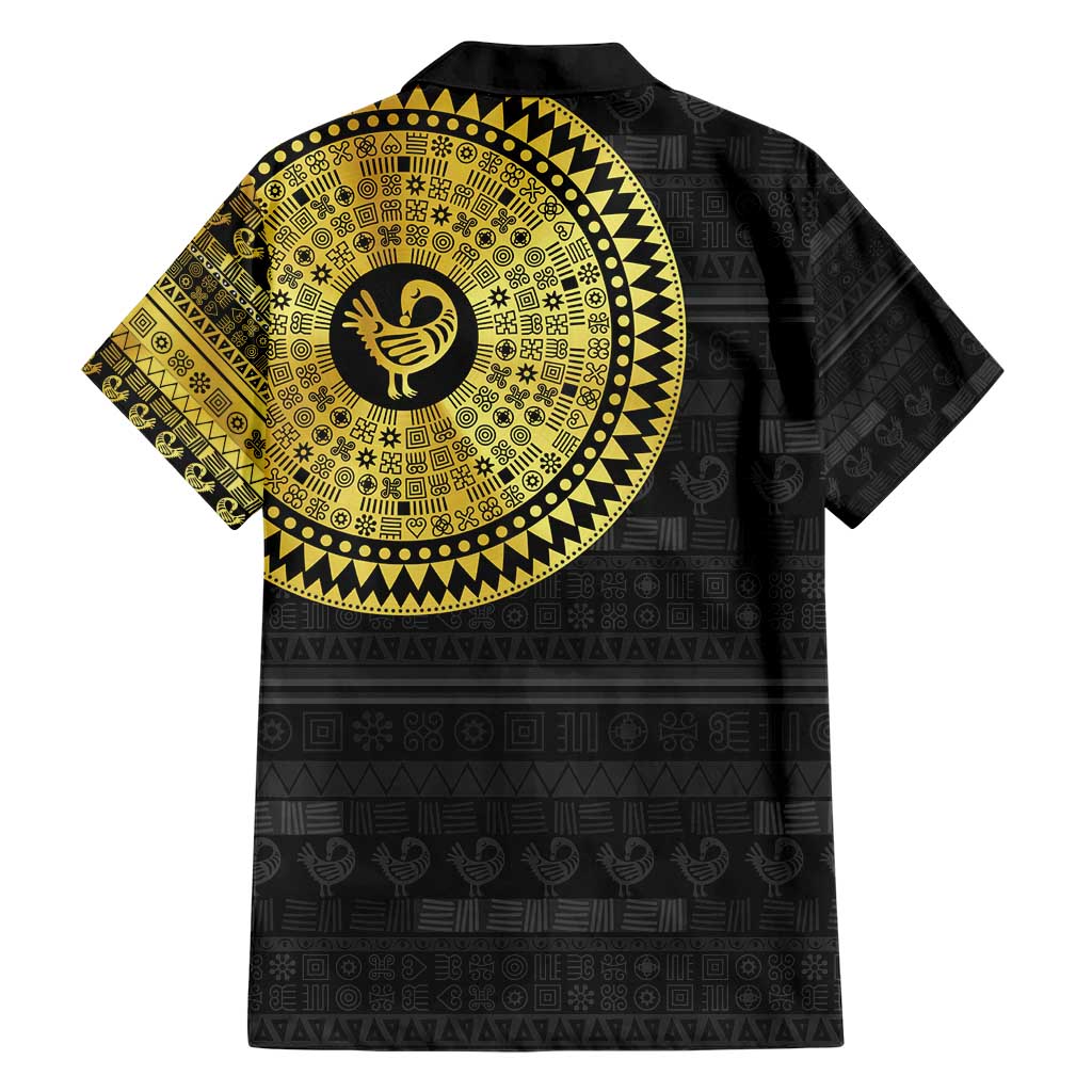Sankofa Bird Family Matching Short Sleeve Bodycon Dress and Hawaiian Shirt Adinkra Symbols - Gold Version