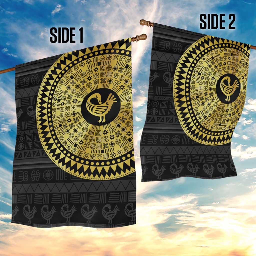 Sankofa Bird Garden Flag Adinkra Symbols - Gold Version