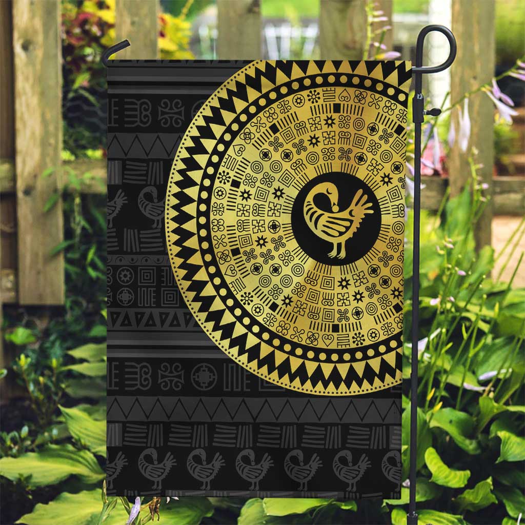 Sankofa Bird Garden Flag Adinkra Symbols - Gold Version
