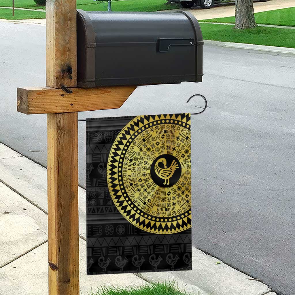 Sankofa Bird Garden Flag Adinkra Symbols - Gold Version