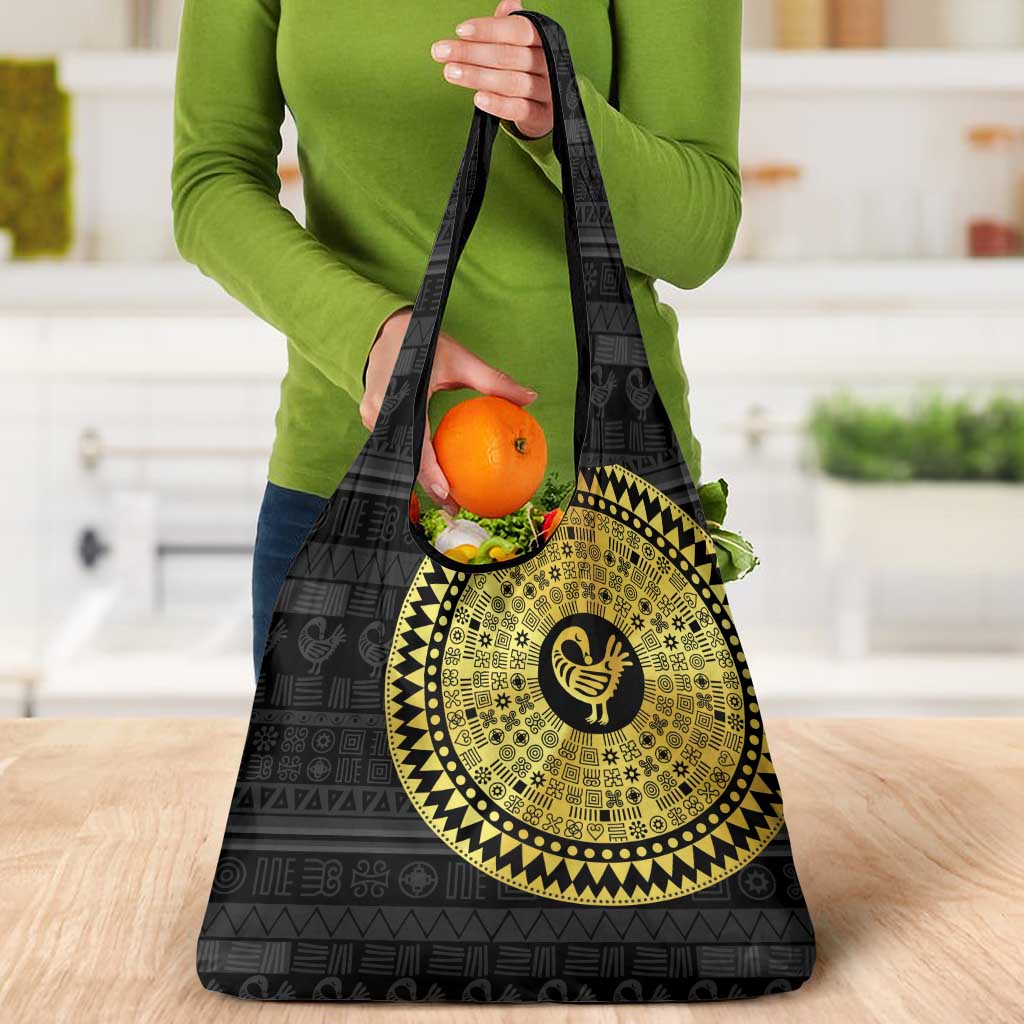 Sankofa Bird Grocery Bag Adinkra Symbols - Gold Version