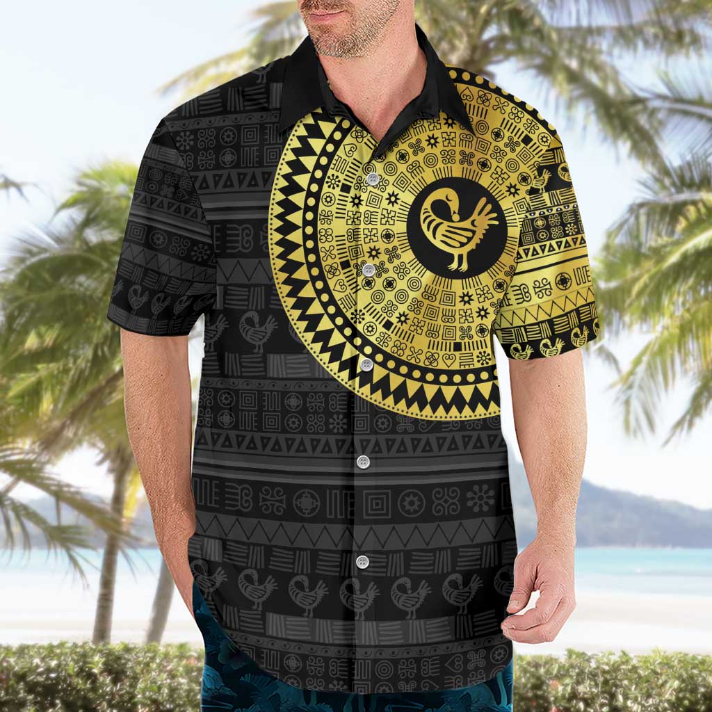 Sankofa Bird Hawaiian Shirt Adinkra Symbols - Gold Version
