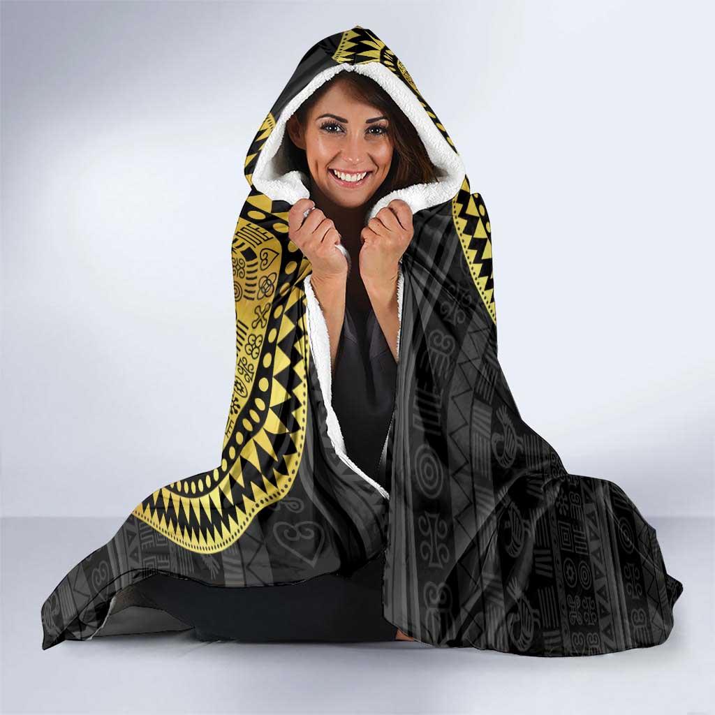 Sankofa Bird Hooded Blanket Adinkra Symbols - Gold Version