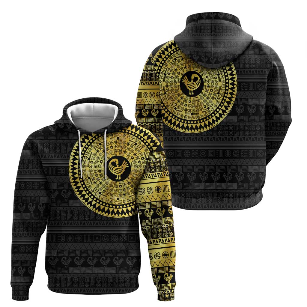 Sankofa Bird Hoodie Adinkra Symbols - Gold Version